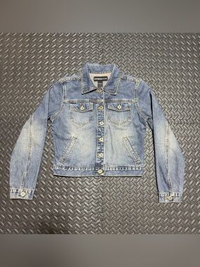 Vintage Express Jeans Denim Jacket Cropped Y2K 90s Made In USA Womens Small